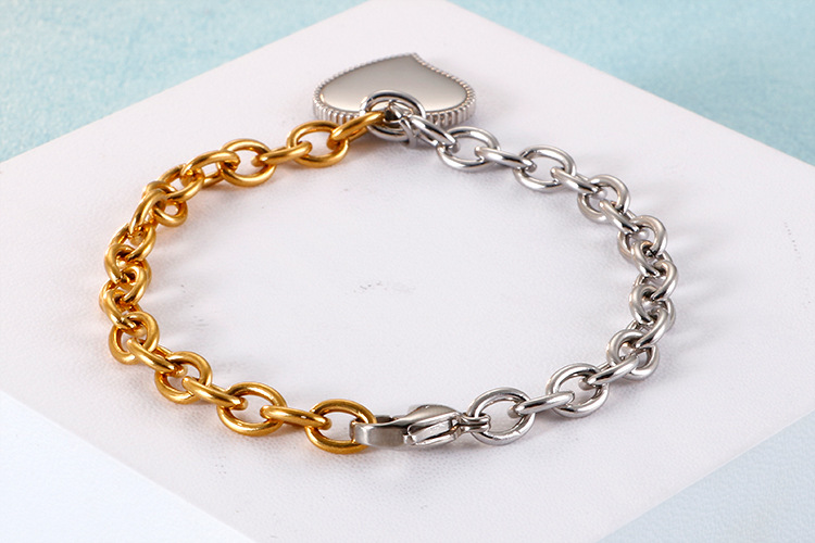 Fashion Heart Titanium Steel 18K Gold Plated Bracelets In Bulk display picture 4