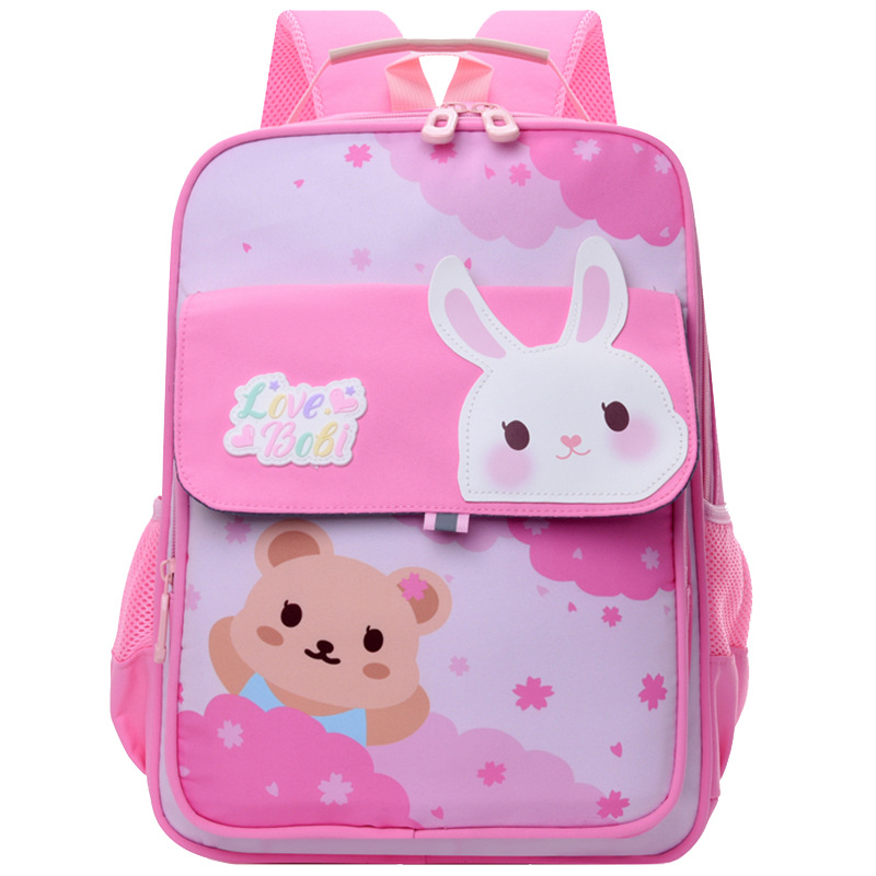 Mochila escolar de primer y segundo grado, transpirable de gran capacidad, mochila para niños pequeños, dibujos animados lindos, reducción de carga, mochila para niñas de escuela primaria