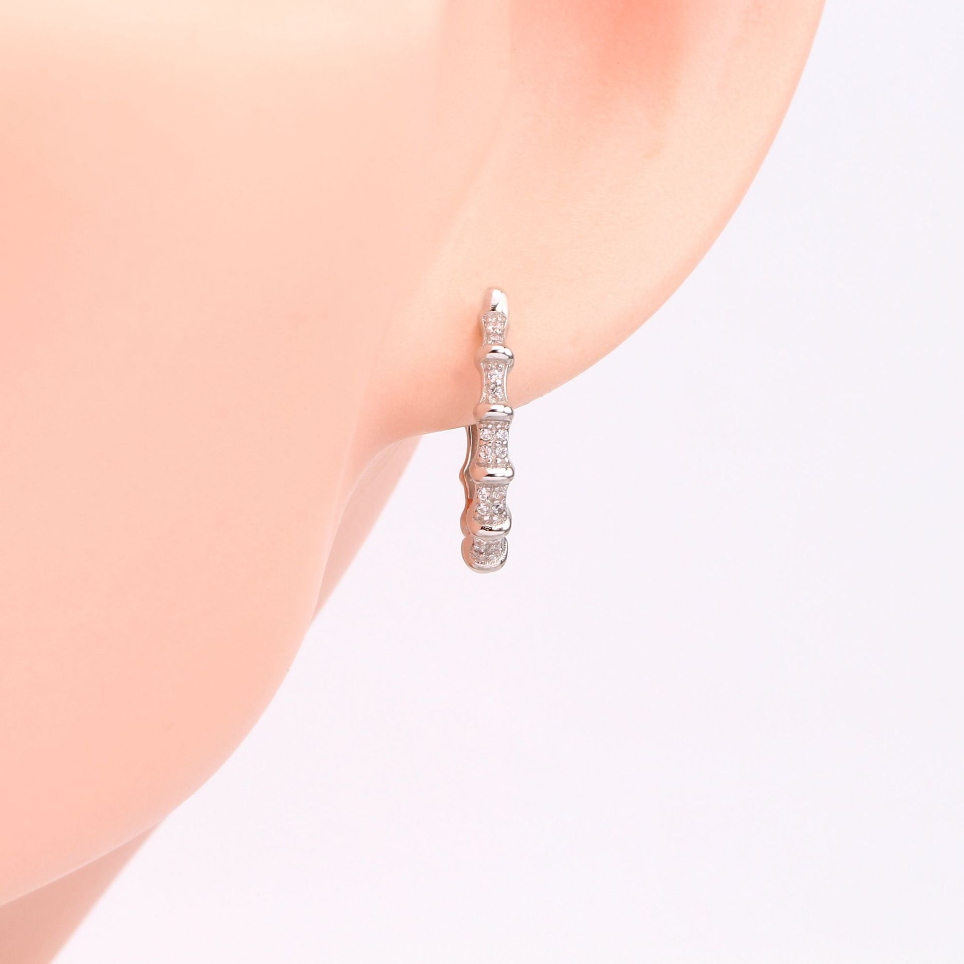 1 Paire De Base Style Coréen Géométrique Argent Sterling Placage Incruster Zircon Des Boucles D'oreilles display picture 3