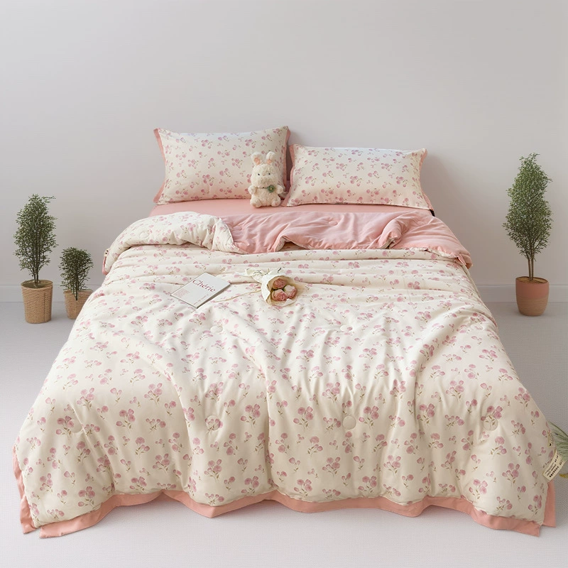 Производитель поставляет класс А 100 трикотажную хлопковую двухслойную пряжу в корейском стиле, летнее одеяло, четырехсекционное одеяло с кондиционером, моющееся оптом