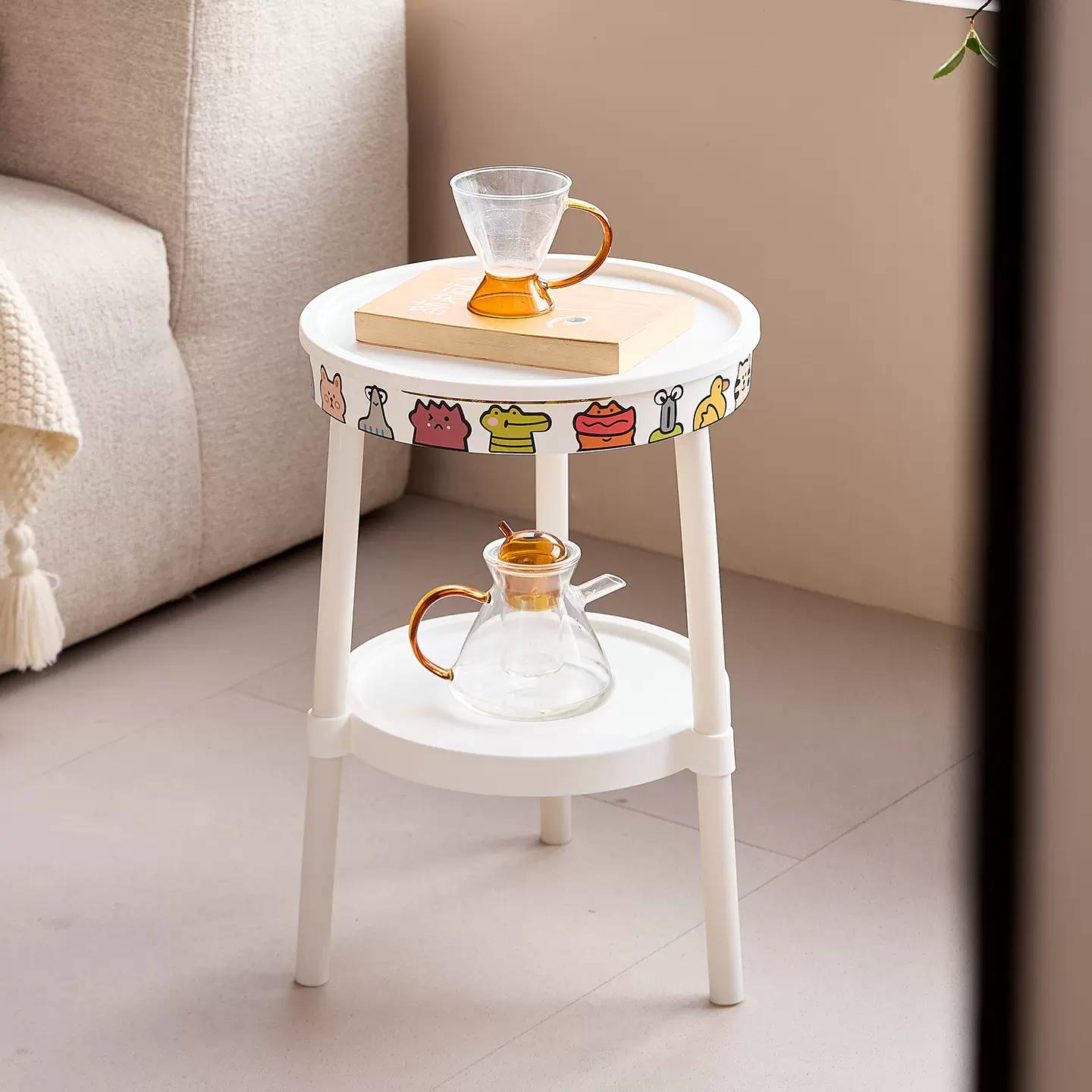 极简小圆桌可移动茶几奶油风沙发边几多巴胺加厚艺术感创意床头柜