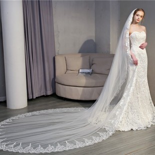 New Bridal Veil European and American High-End Lace Wide Door Width Long Tail Wedding Veil Photography Veil
