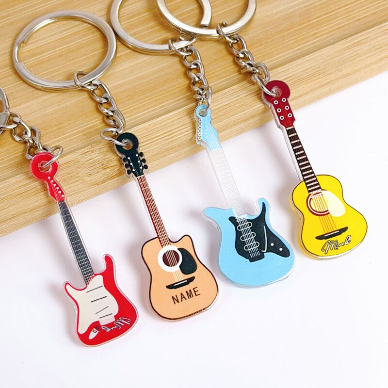 Simulation Guitar Pendant Rock Mini Violin Musical Instrument Acrylic Keychain Student Creative Gift Small Wholesale