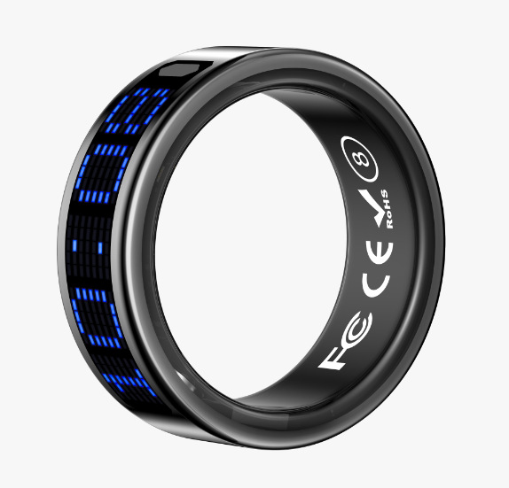 Nuevo anillo inteligente de pantalla transfronteriza pedómetro ritmo cardíaco oxígeno ejercicio monitoreo de salud del sueño cepillo pulsero de vibración