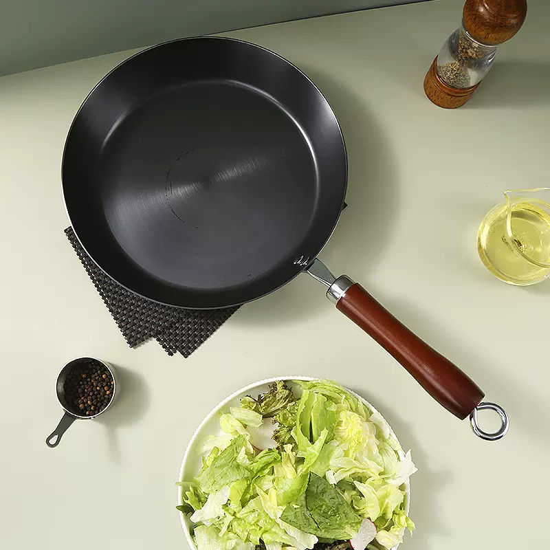 富硒康平底煎锅铁锅家用厨房不粘锅电磁炉煤气灶通用无涂层平底锅