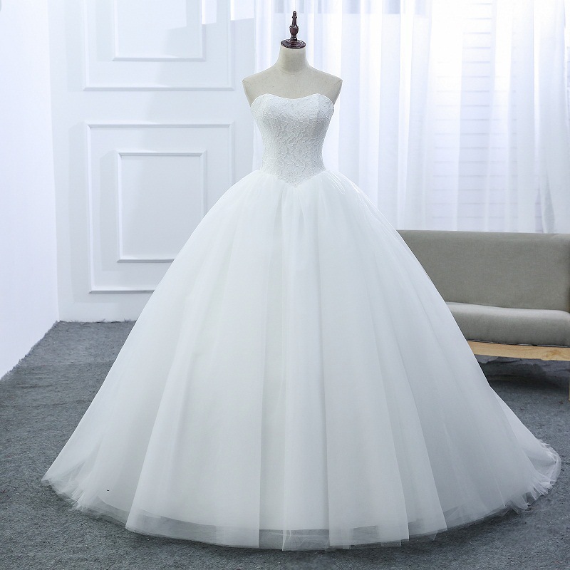 2022 nuevo vestido de novia de peito limpio, vestido de boda, hilo principal, temperamento simple de viaje, vestido blanco image 1