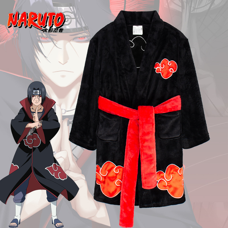 Naruto cos Clothing Organization Naruto Children's Robe cosplay Uchiha Mustang Bathrobe Flannel Clothing
