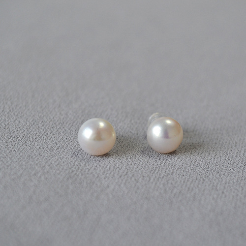 French elegance women full 925 silver ear needle freshwater pearl round bead simple temperament ear earrings earring jewelry