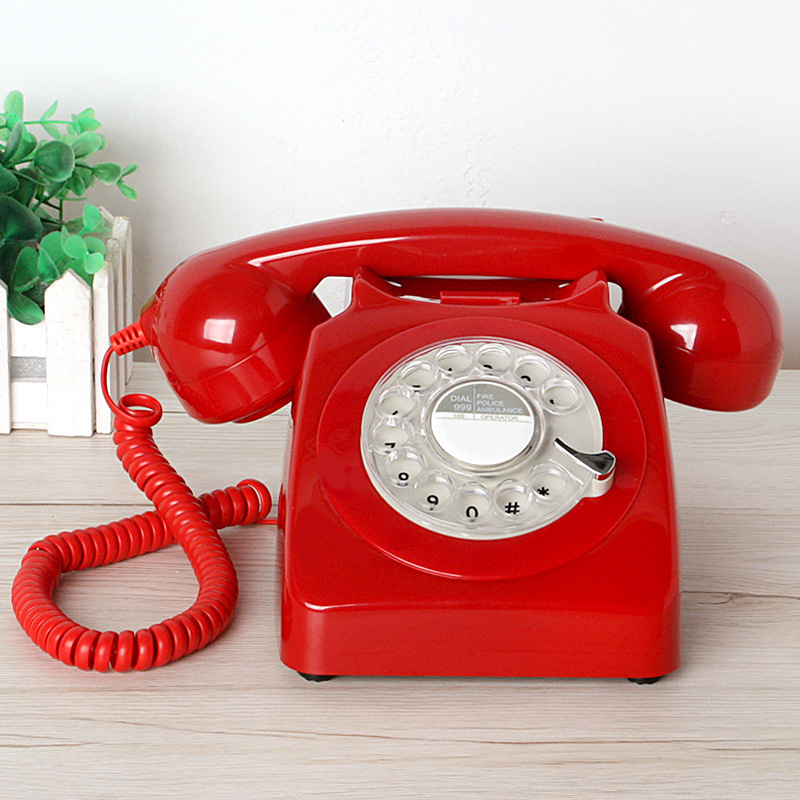 Fabricante de teléfonos antiguos de estilo clásico con dial giratorio, teléfono fijo retro con timbre metálico, teléfono fijo transfronterizo.