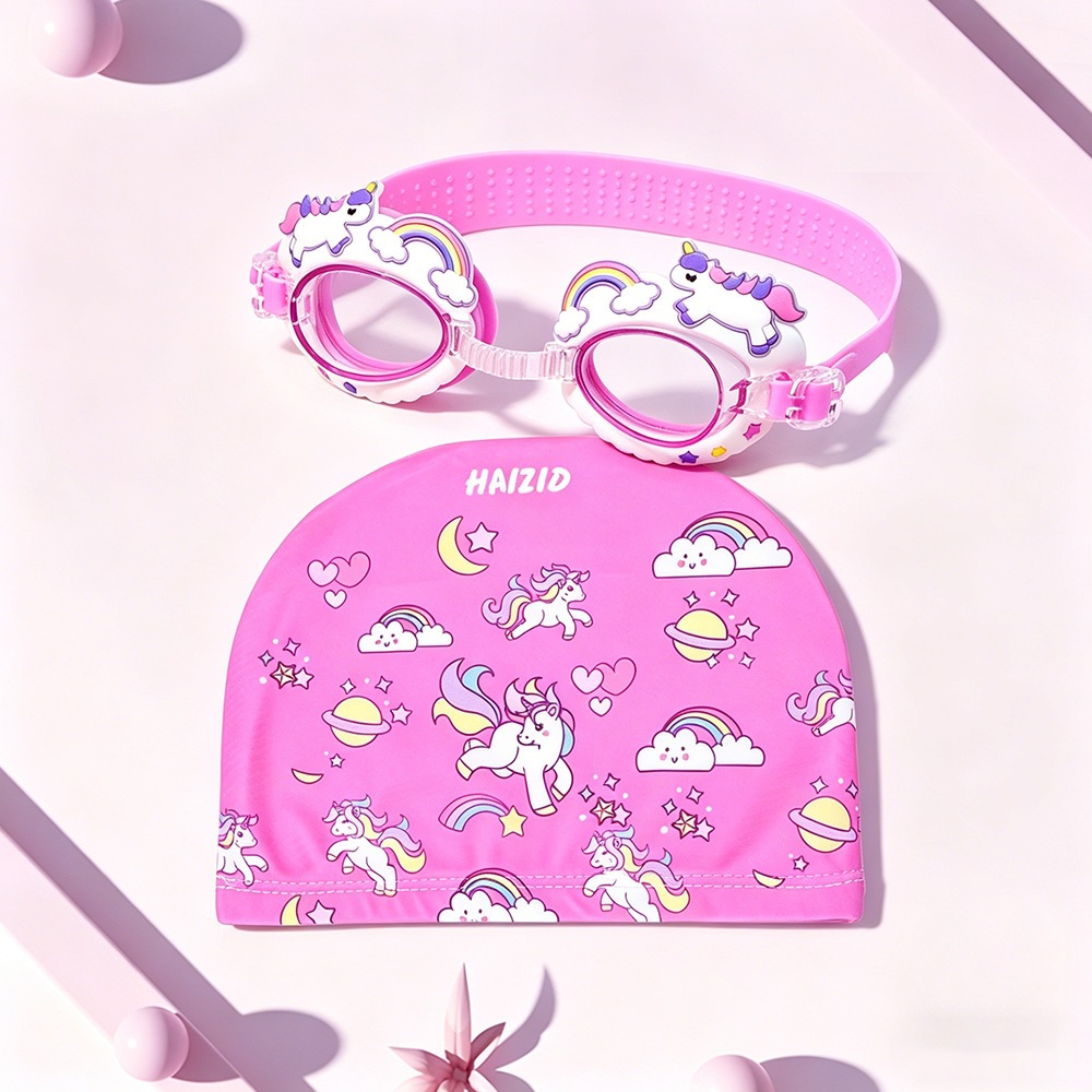 2026 nuevo conjunto de gafas de baño para niños gorras de natación encantadoras impresión gorras de natación para niñas gafas de natación para niños