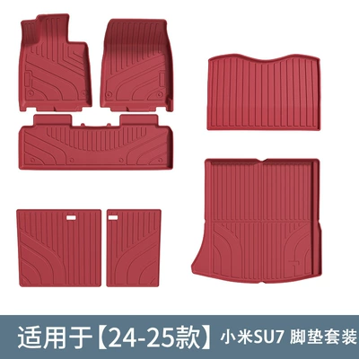 Full Tpe Front and Rear Trunk – Modelə uyğun ayaqaltı - xiaomi-su7-foot-pad-set-red