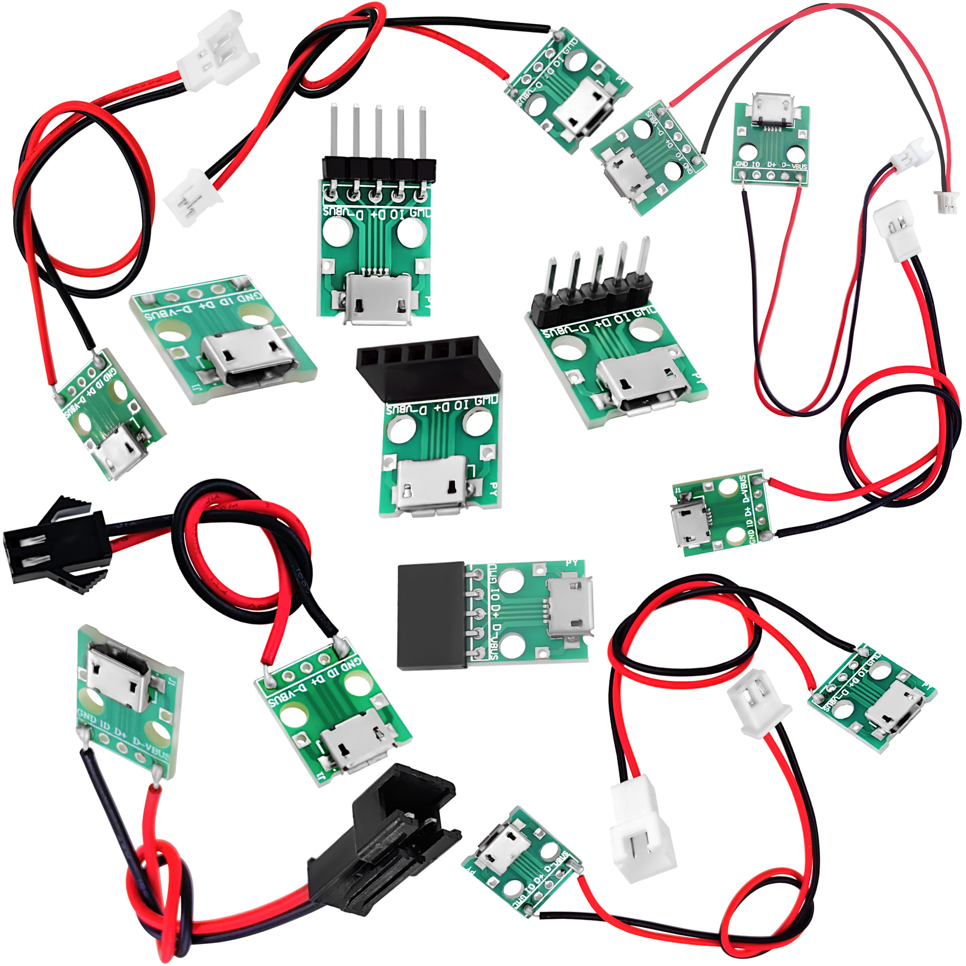 USB迈克母座V8扁口转接板转5P 插针插座充电数据 2A 5V