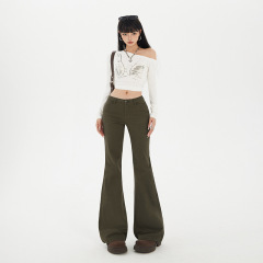 橙绢女装#秋季修身显瘦微喇牛仔裤女新款美式复古百搭弹力喇叭裤