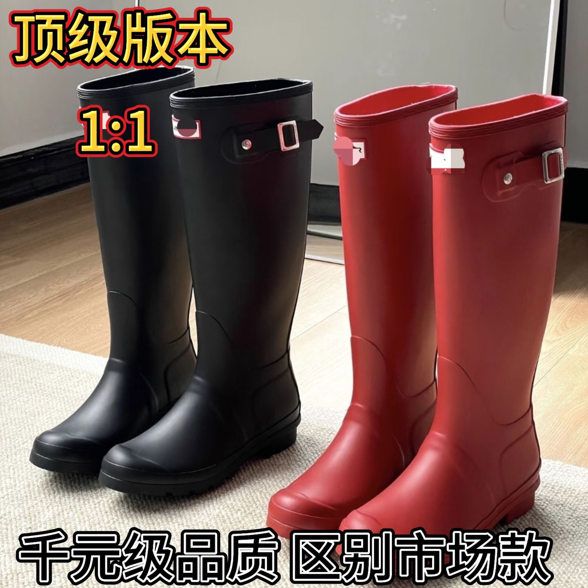 Cross-Border Foreign Trade Hu Jia Yi Mengling Style Rain Boots for Women, British Knight Boots, Long Tube Outdoor Waterproof Shoes, Popular Online