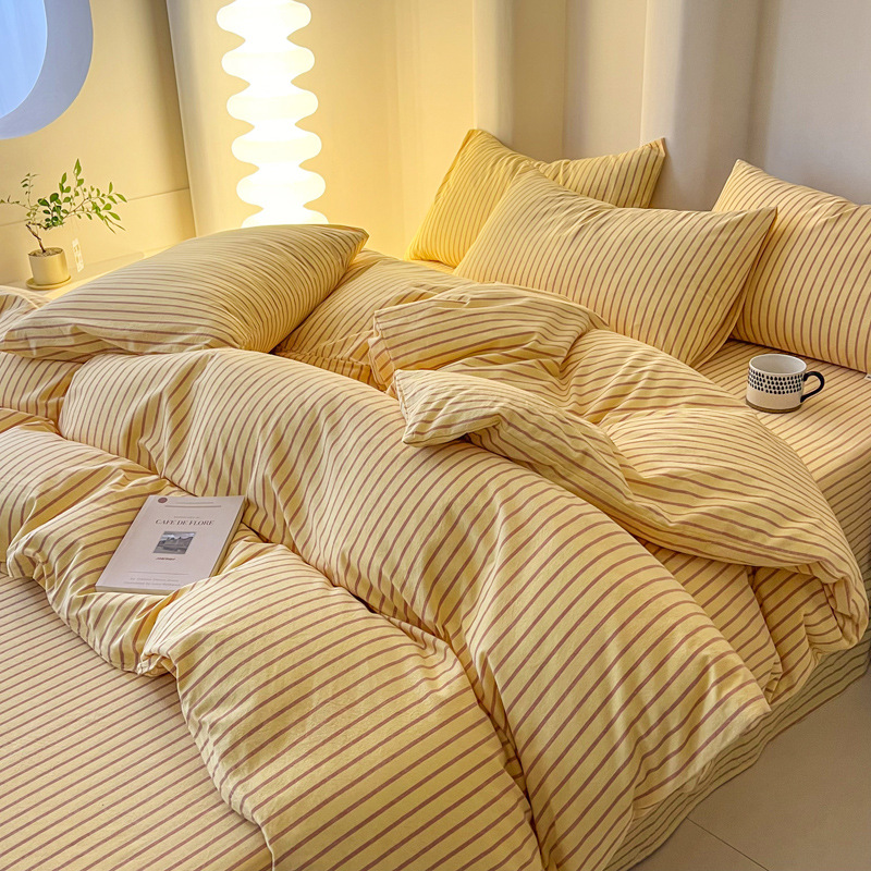 Pure Cotton Student Dormitory Three-Piece Dormitory Bunk Bed Single Pure Cotton Quilt Cover Bed Sheets Bed Four-Piece Set Simple Style