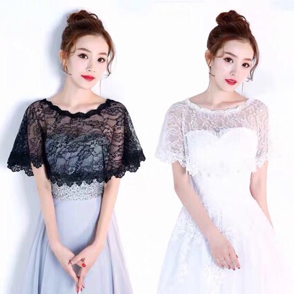 Lace Shawl Summer Bridesmaid Dress Shoulder Gauze Thin Outwear Waistoutwear Versatile Short Outer Matching Skirt Blouse for Women