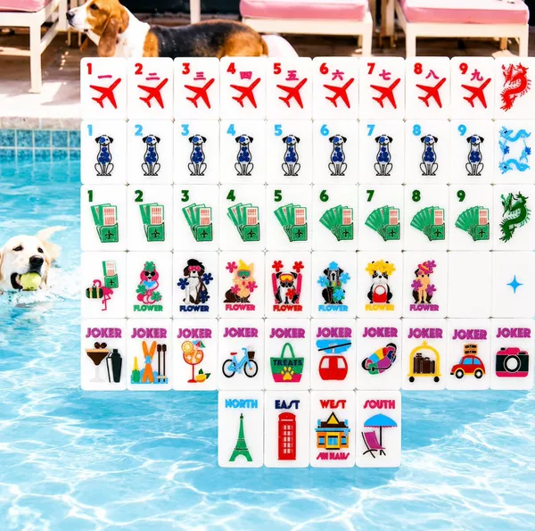 (in Stock) X Gray Malin Runaway Dog Mahjong Tile - Bright White