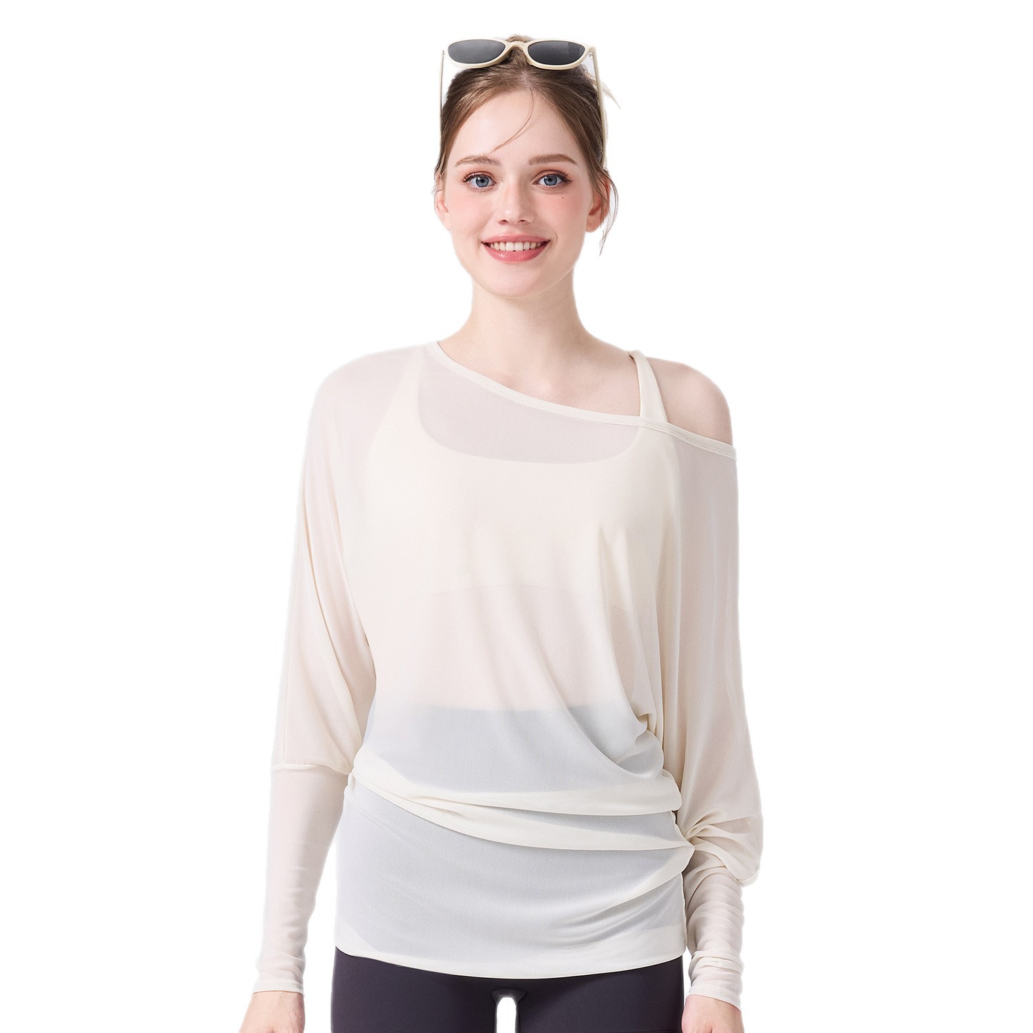 Camisa de yoga transpirable de malla, desnuda, piel propia, se puede usar fuera, pecho pequeño, conjunto de chaleco transpirable sexy.