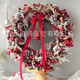亚马逊圣诞节日花环气氛布置家居装饰仿真花环Christmas Wreath