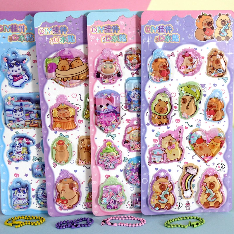 Детские наклейки-стикеры Sanrio Капибара, 3D-стикеры с эффектом вращения и воды, для самостоятельного изготовления подвесок