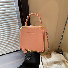 女包洋氣簡約百搭質感盒子包名媛新款精緻鏈條斜跨包高級感包包