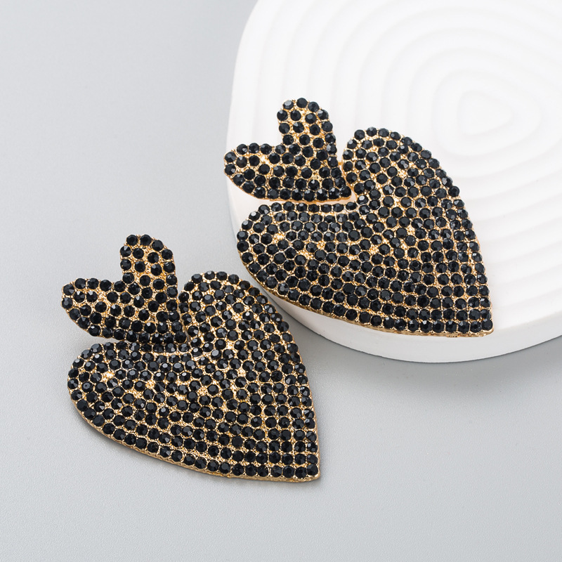 Fashion Bohemian Retro Full Rhinestone Heart-shaped Earrings Wholesale display picture 4