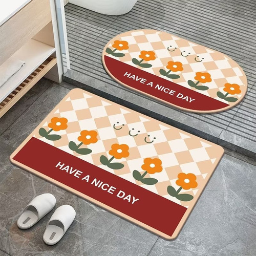 Water-absorbent mat bathroom shower room door anti-slip foot mat toilet washroom quick-drying diatomaceous earth soft carpet