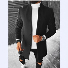 春季新款外贸3D数码印花男款毛呢立领格子大衣男呢子外套男装跨境