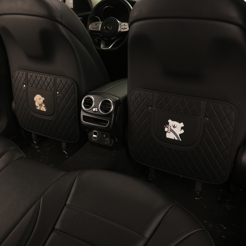 Car Seat Back Anti-Kick Pad Quilted Embroidered Driving Puppy Anti-Kick Pad Car Seat Back Anti-Fouling Pad Anti-Dirty Pad