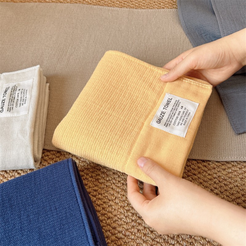 Japanese-Style Wrinkled Gauze Thin Towel, Soft, Absorbent, Breathable, Moisturizing, Face Wash Towel, Plain Color, Simple and Skin-Friendly Japanese-Style Wrinkled Gauze Thin Towel, Soft, Absorbent, Breathable, Moisturizing, Face Wash Towel, Plain Color, Simple and Skin-Friendly