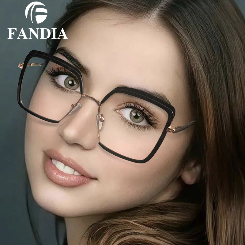 95823 Cruz-frontera de las mujeres Anti-azul claro europeo y americano ins moda TR90 llano gafas primavera pierna gafas marco