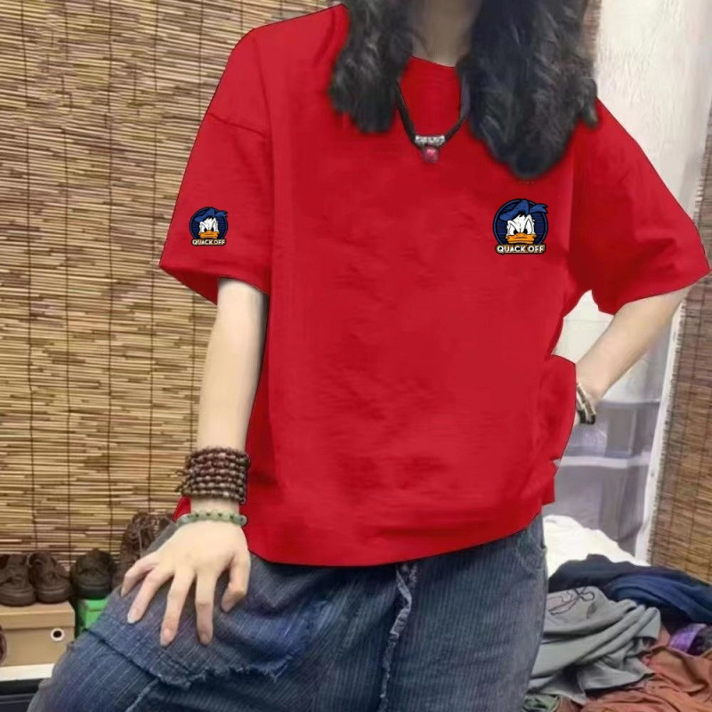 棉短袖T恤女2025夏季新款卡通宽松百搭韩版圆领上衣女ins风|undefined