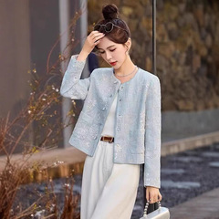 新中式国风粗花呢外套女2025秋新款高级感小香风外套重工刺绣上衣