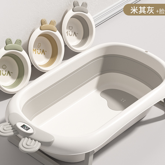 Bañera plegable para niños, bañera para bebés, bañera para bebés, puede sentarse y acostarse, baño para recién nacidos de dibujos animados grandes en casa