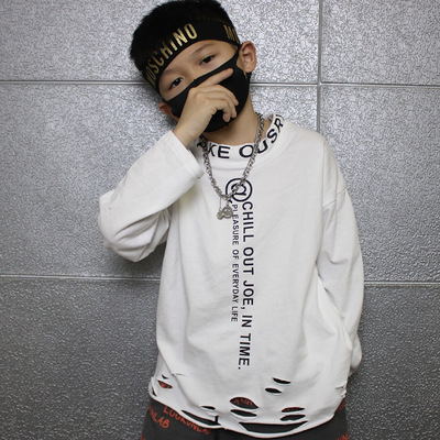 2021春款儿童街舞男童嘻哈潮帅气大童演出衣服宽松男童街舞服装