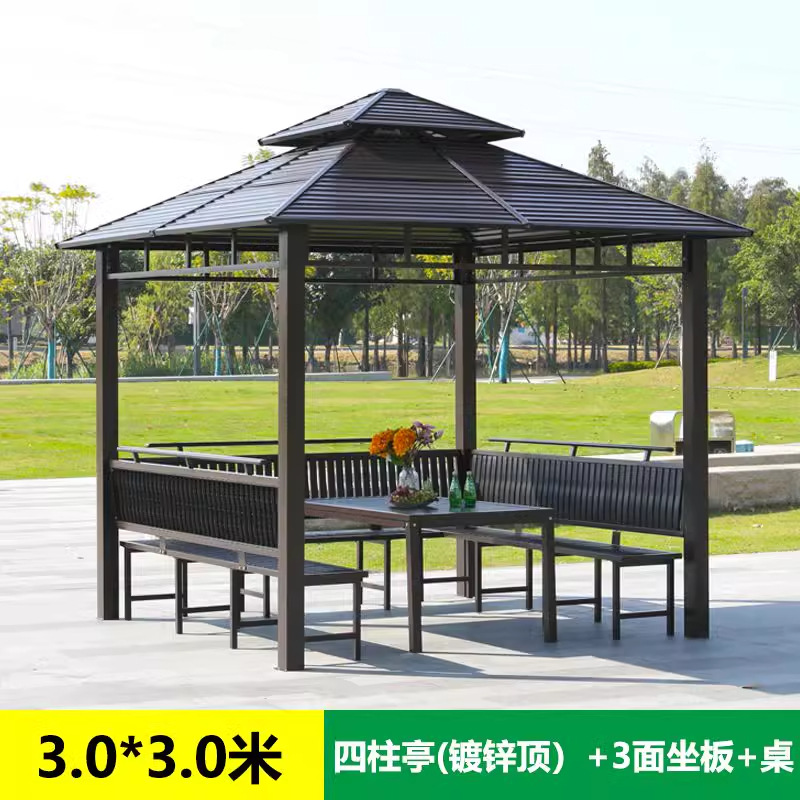 pabellón al aire libre techo galvanizado pabellón de cuatro pilares patio jardín terraza ocio sombrilla gran cobertizo