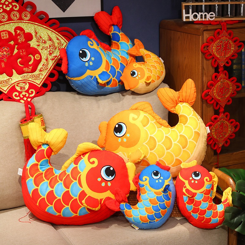 Creativo Koi almohada de mano cálida juguetes de peluche sofá almohada de oficina almohada siesta almohada roja