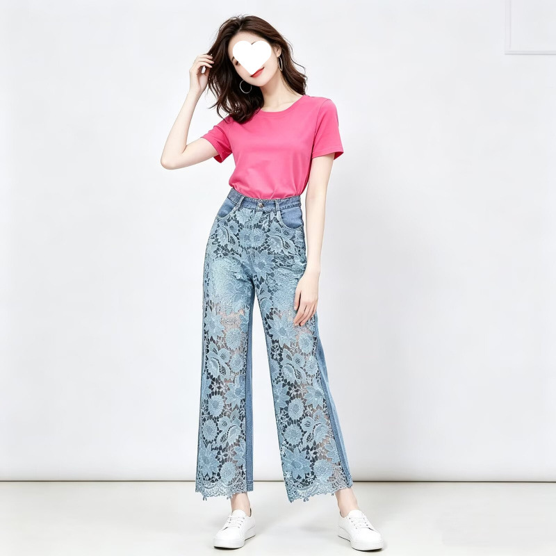 Hong Kong style trendy men's summer new 2026 personalized letter jeans hip-hop ins trendy high street fashion cool long pants Hong Kong style trendy men's summer new 2026 personalized letter jeans hip-hop ins trendy high street fashion cool long pants