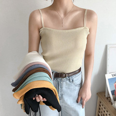 Spring and summer bottoming knitted camisole women's outer wear Korean style small fresh student slim solid color inner top