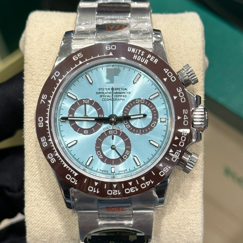 Daytona Men's Automatic Mechanical Chronograph Watch, Gold Rubber Strap, Black Dial, Diamond-Encrusted Ceramic Bezel, Luminous