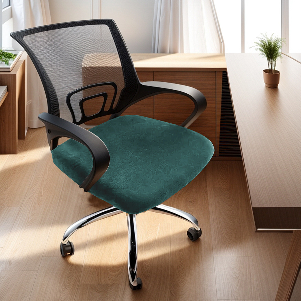 Amazon transfronterizo plata de zorro vello de oficina elástica cubierta de banco cubierta de cojín de silla universal de color sólido TEMU en stock