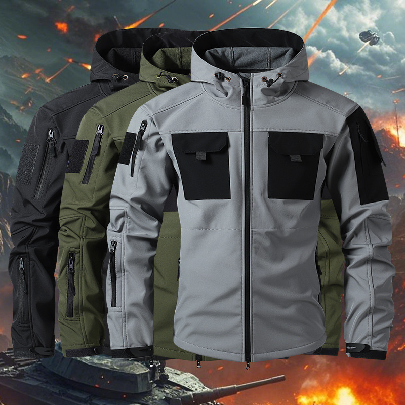 Cross-Border Size Commander Functional Jacket Men's Soft Shell Jacket Tactical Warm Plus Velvet Waterproof Strong Attack Feel
