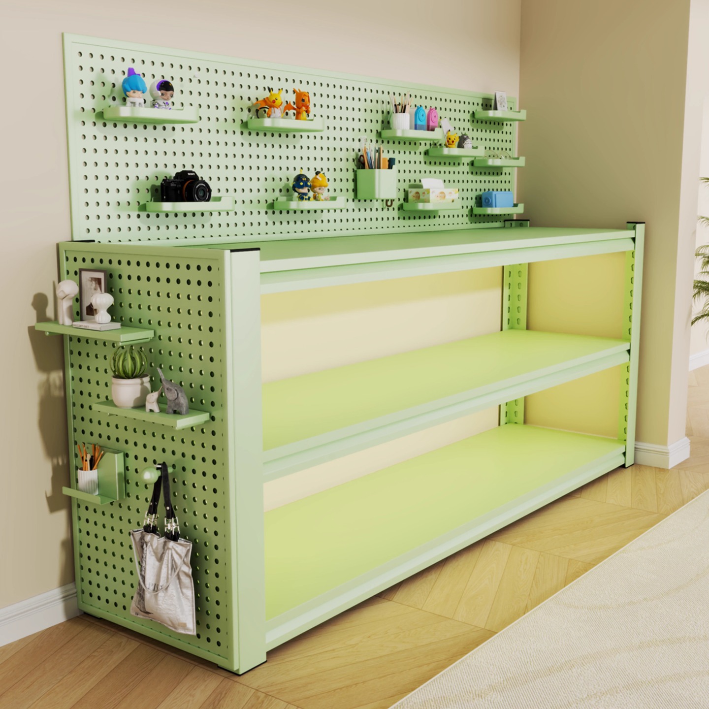 Colorful Household Storage Racks, Warehouse Floor-Standing Multi-Layer Steel Storage Shelves, Kitchen Living Room Balcony Floor-Standing Storage Racks