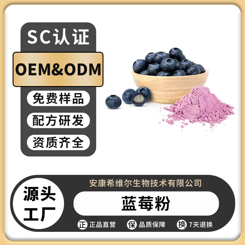 蓝莓粉水溶性蓝莓果粉蓝莓花青素喷雾干燥粉厂家现货包邮量大价优