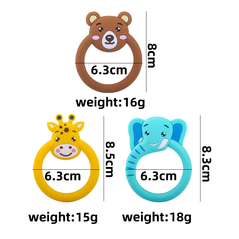 Amazon nuevo bebé suministros de dibujos animados animal molar juguetes de silicona bebé ejercicio goma mordedura pegamento teether