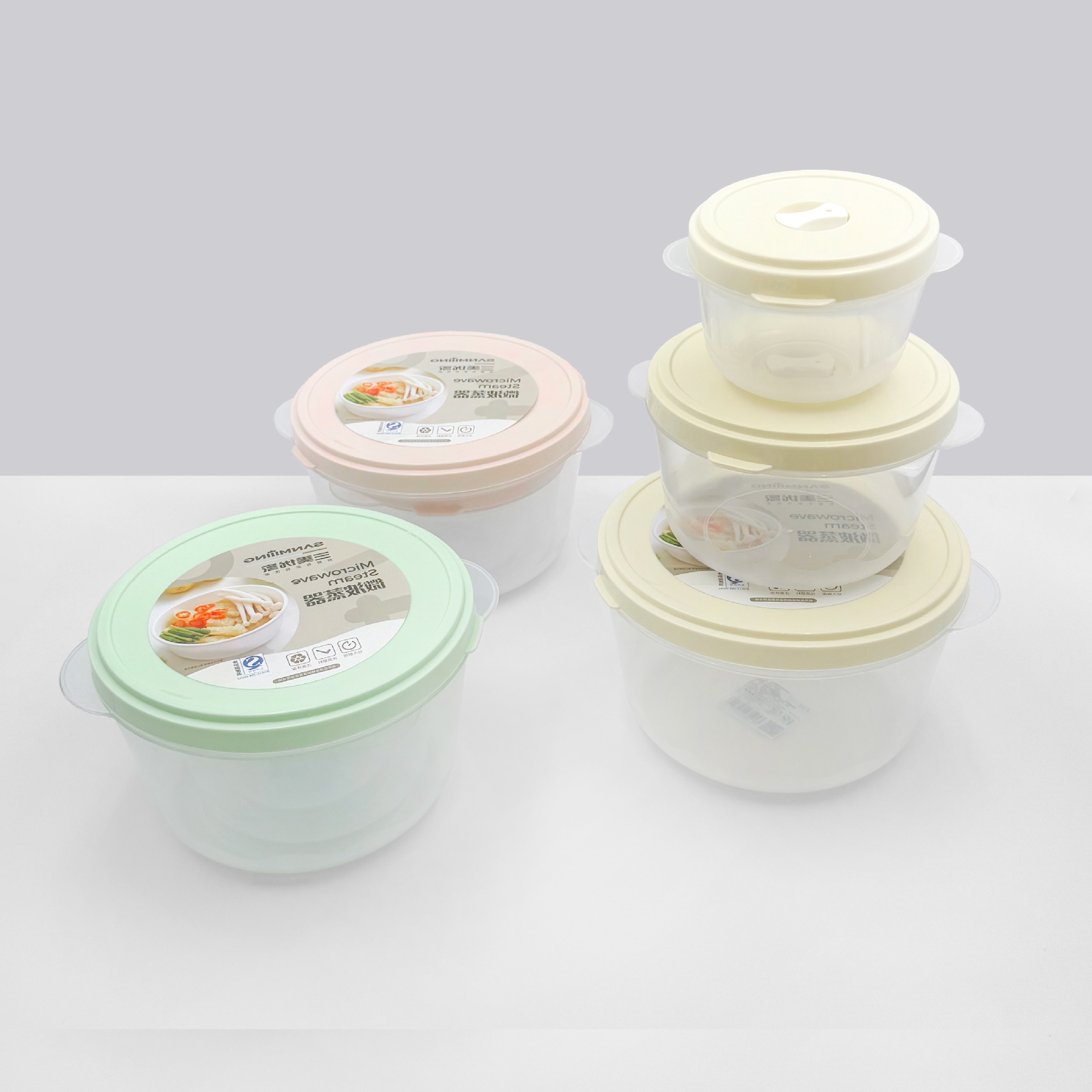 Sanmeiyou hogar cocina de grado alimenticio plástico PP con tapa sellada caja de almacenamiento de refrigerador de microondas