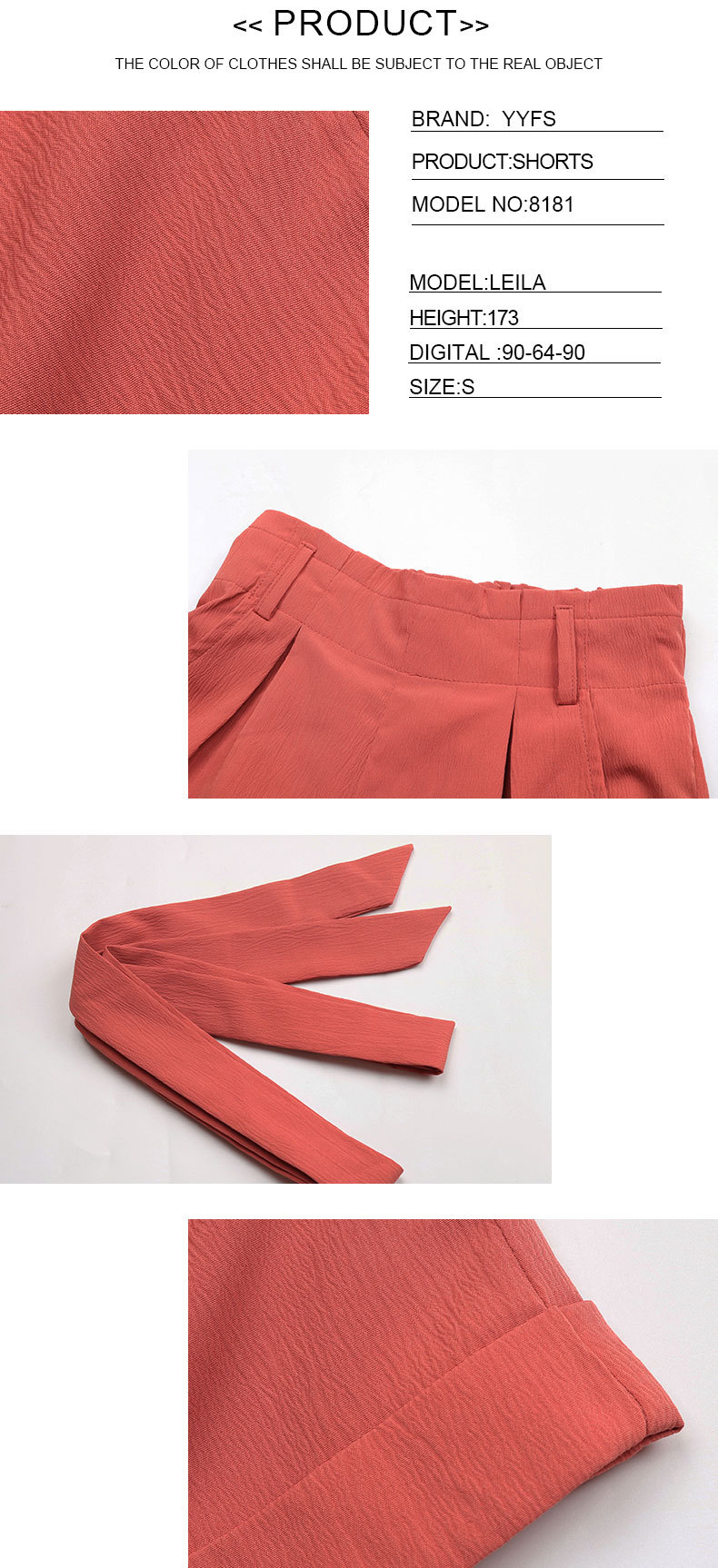 Düz Renk Bağcıklı Yüksek Bel Rahat Elastik Geniş Paça Şort_voghion.com