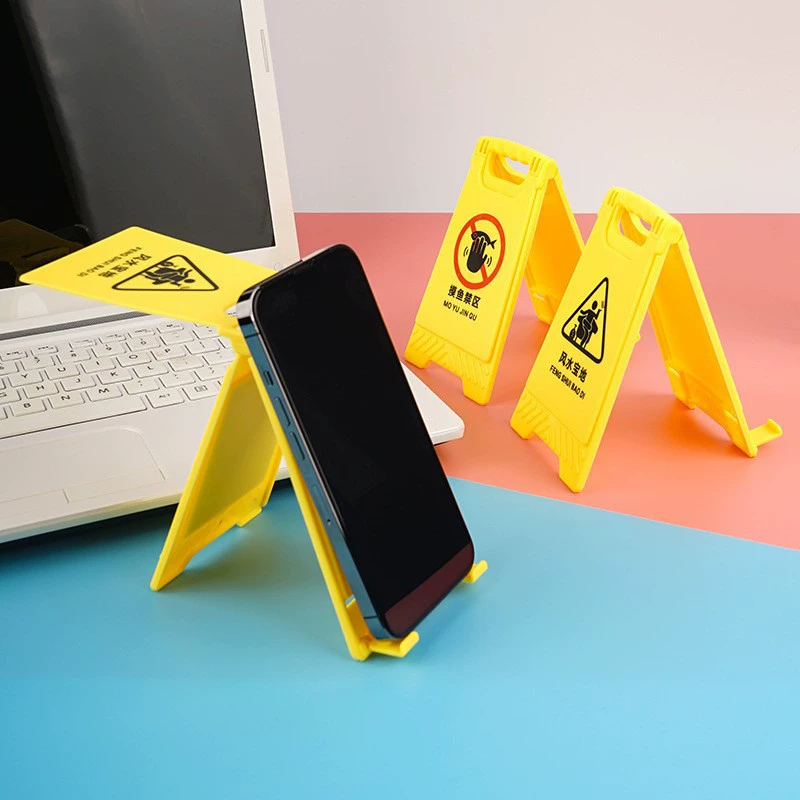 Предупреждающий Знак Кронштейн для мобильного телефона маленькие украшения с зеркальным двусторонним принтом ЛОГОТИПА креативный Настольный Кронштейн для мобильного телефона