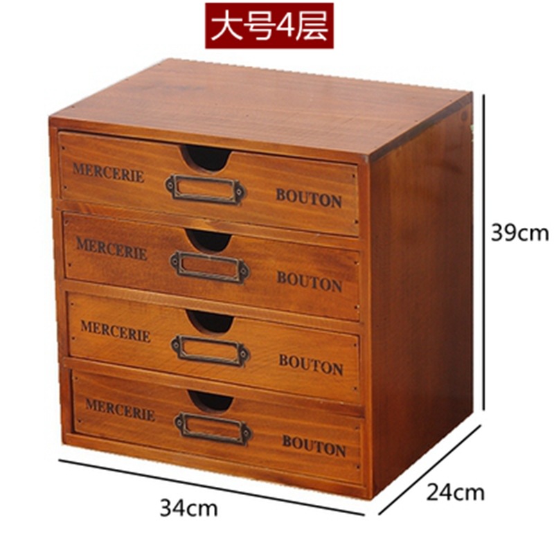 Organizador de almacenamiento de escritorio de oficina de madera sólida caja de madera zakka cajón de múltiples capas dormitorio caja de almacenamiento de cosméticos
