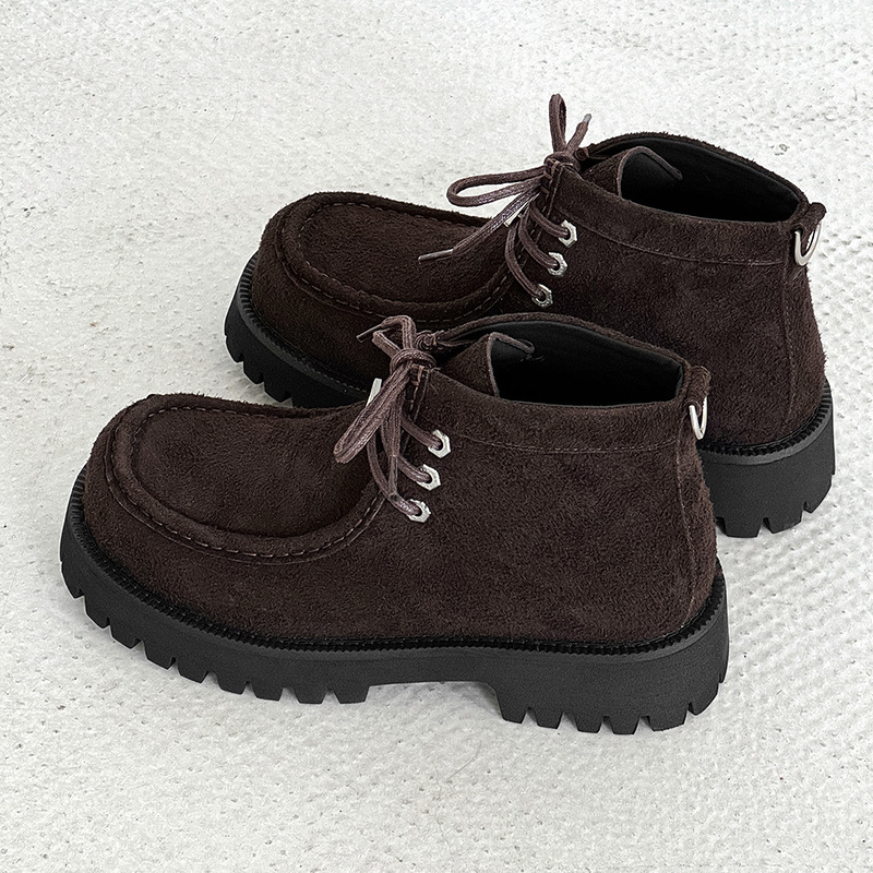 男士马丁靴2025新款厚底袋鼠鞋复古高级痞帅工装靴翻毛真皮沙漠靴